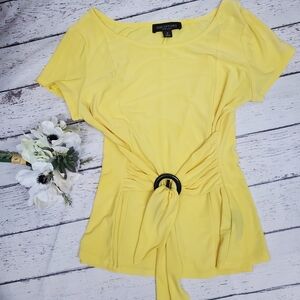 Yellow short sleeve front tie top size 12 perceptions new york